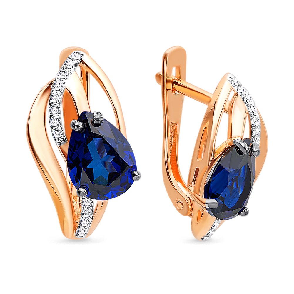 

Серьги из красного золота с сапфиром, бриллиантом 585Gold 102006292, 102006292