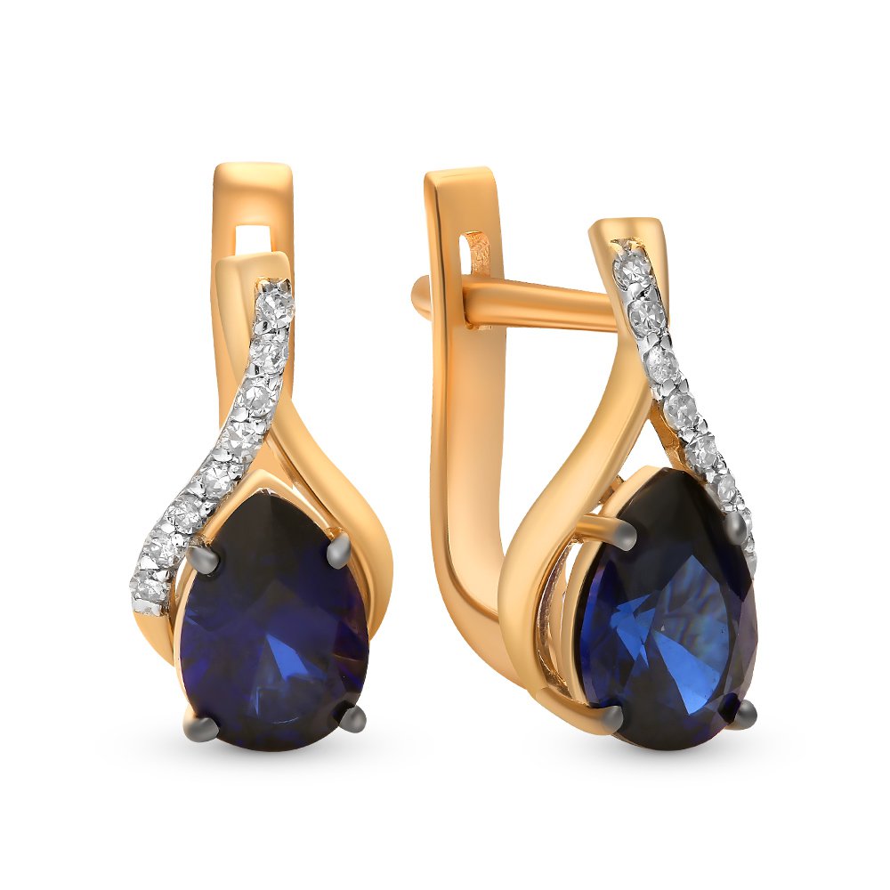 

Серьги из красного золота 585Gold 102005842, сапфир искусственный/бриллиант, 102005842