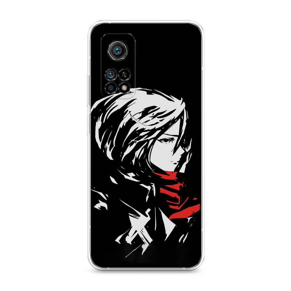 

Чехол на Xiaomi Mi 10T "Микаса минимализм", Черный;серый;красный, 39350-4