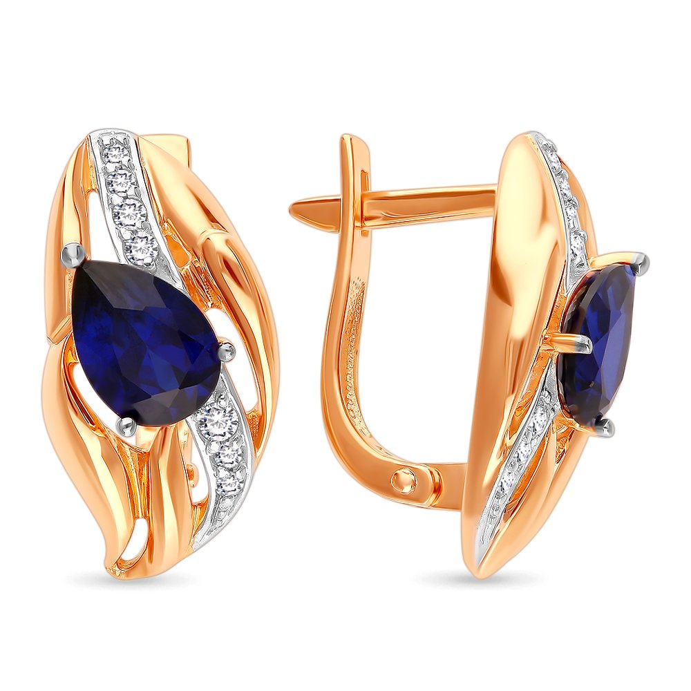 

Серьги из красного золота с сапфиром, бриллиантом 585Gold 102005938, 102005938