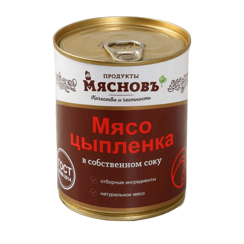 

Мясо цыпленка МясновЪ БУФЕТ в собственном соку 350 г