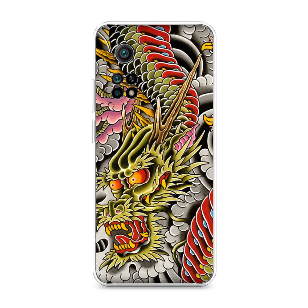 

Чехол на Xiaomi Mi 10T "Японский дракон", Желтый;розовый;красный, 39350-4