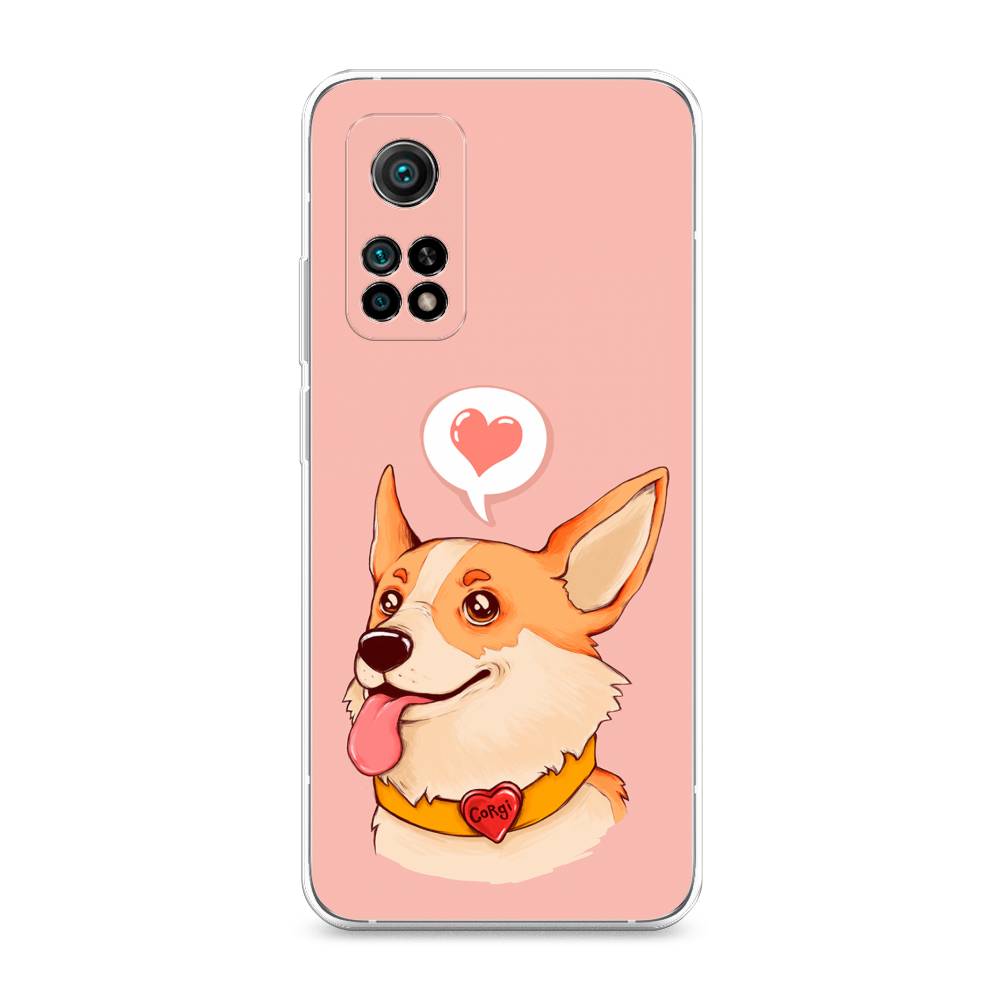 

Чехол на Xiaomi Mi 10T "Корги язык", Розовый;коричневый, 39350-1