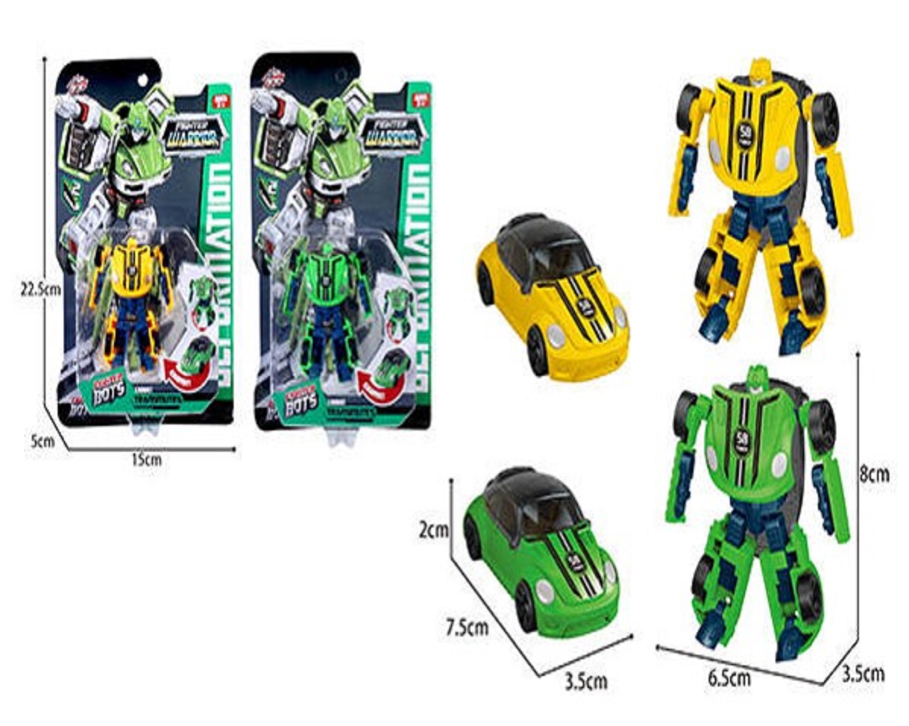 Робот-трансформер 1toy Transcar mini в ассортименте 2 вида желтый и зеленый робот трансформер 2 в 1 bondibon внедорожник цв желтый вв4344 gw