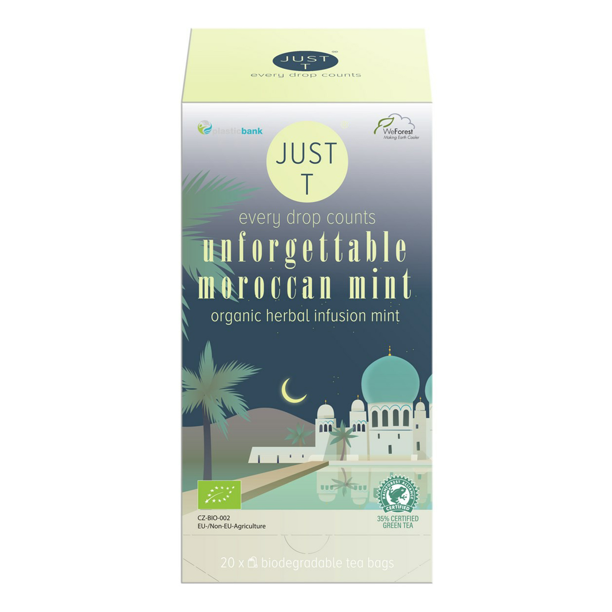 

Чай зеленый Just T Unforget Morrocan mint в пакетиках 1 г x 20 шт