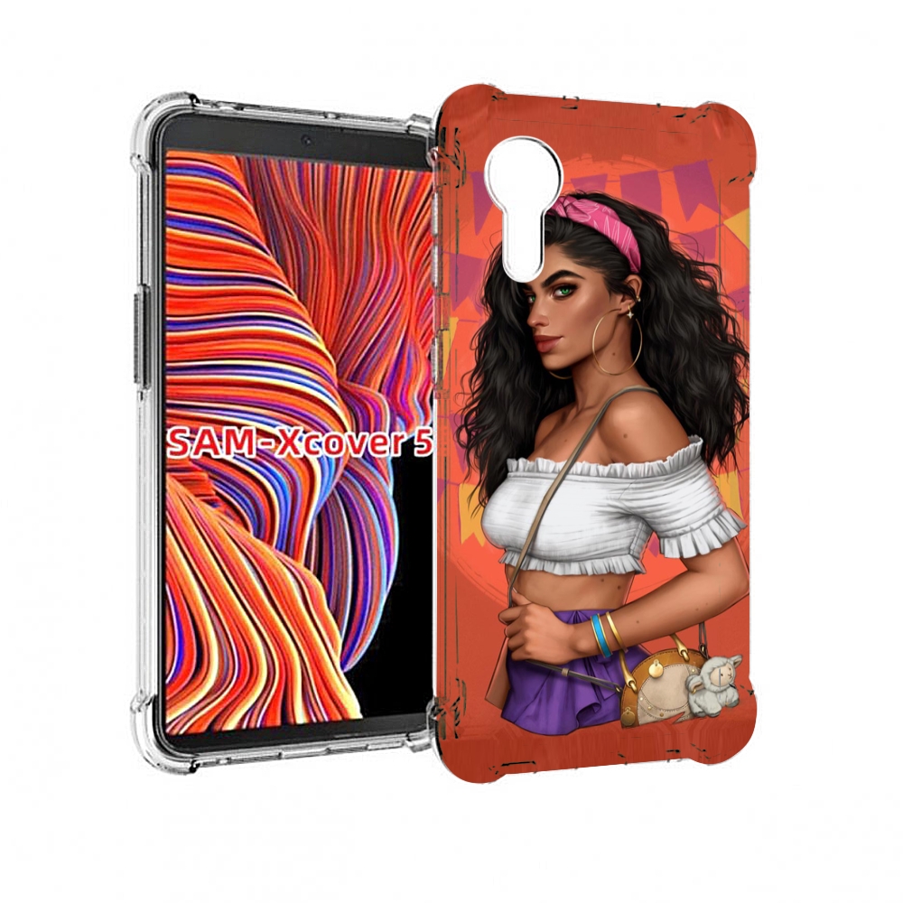 Чехол MyPads девушка-с-сумкой-мулатка женский для Samsung Galaxy Xcover 5