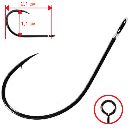 

Одинарные крючки Owner Curve Shank №2, с колечком, загнутое острие, с бородкой, Черный, Owner S-31 51650 № 2 (5шт.)