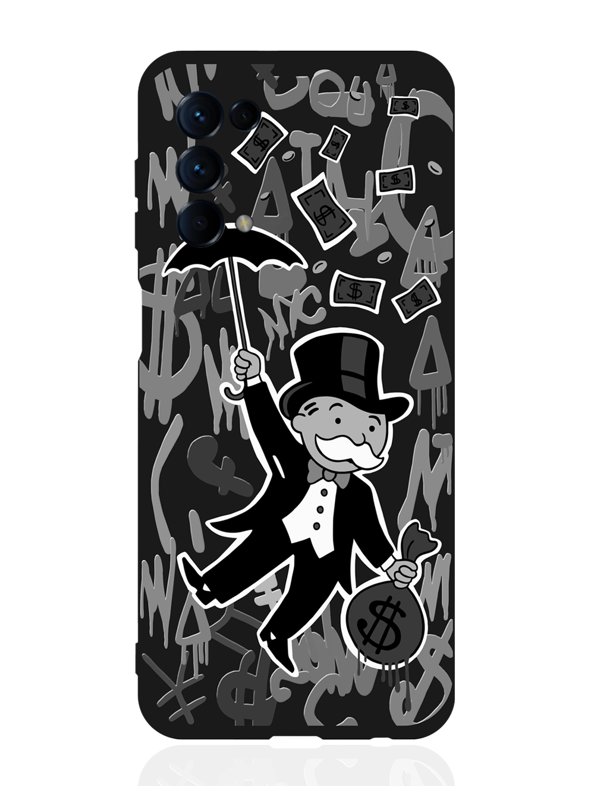 

Чехол для OPPO Reno5 Monopoly Black Edition/ Монополия черный, Серый;черный