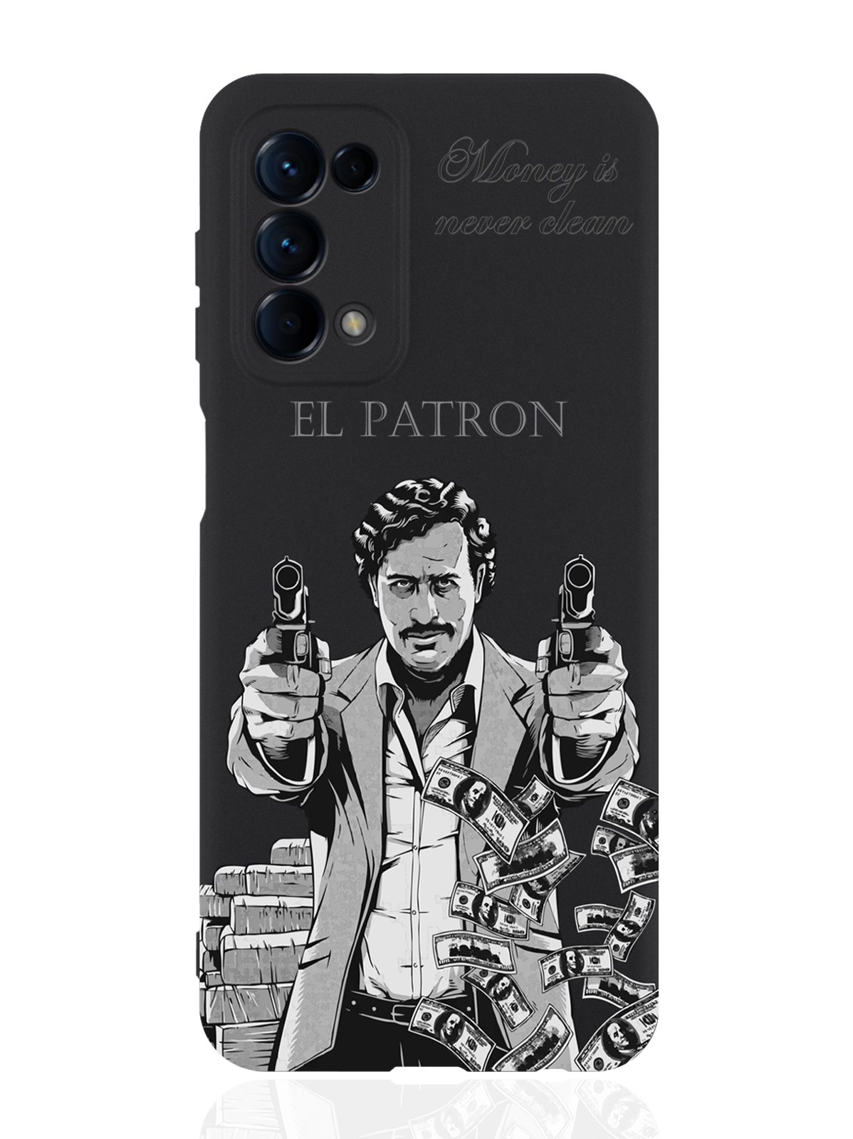 

Чехол для OPPO Reno5 El Patron Pablo Escobar/ Пабло Эскобар черный, Серый;черный