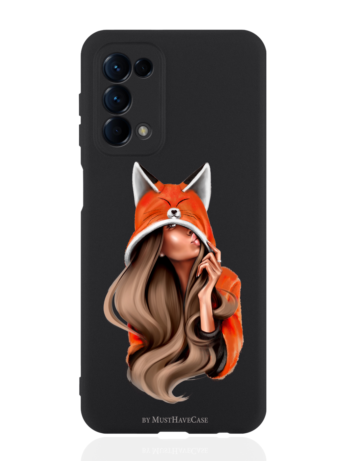 

Чехол для OPPO Reno5 Foxy Girl/ Лисичка черный, Оранжевый;черный