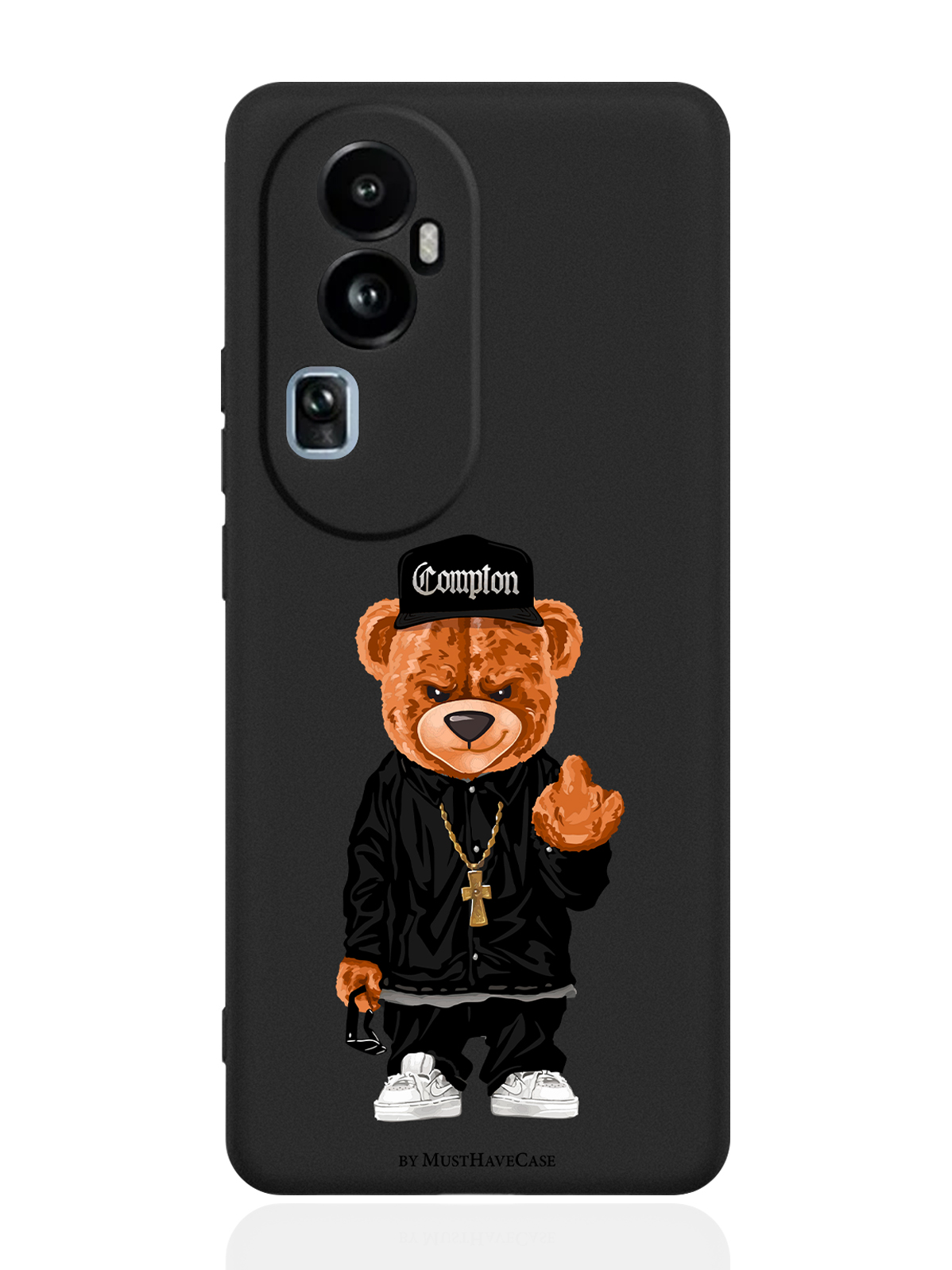 

Чехол для Oppo Reno10 Pro Мишка Compton черный, Коричневый;черный;белый