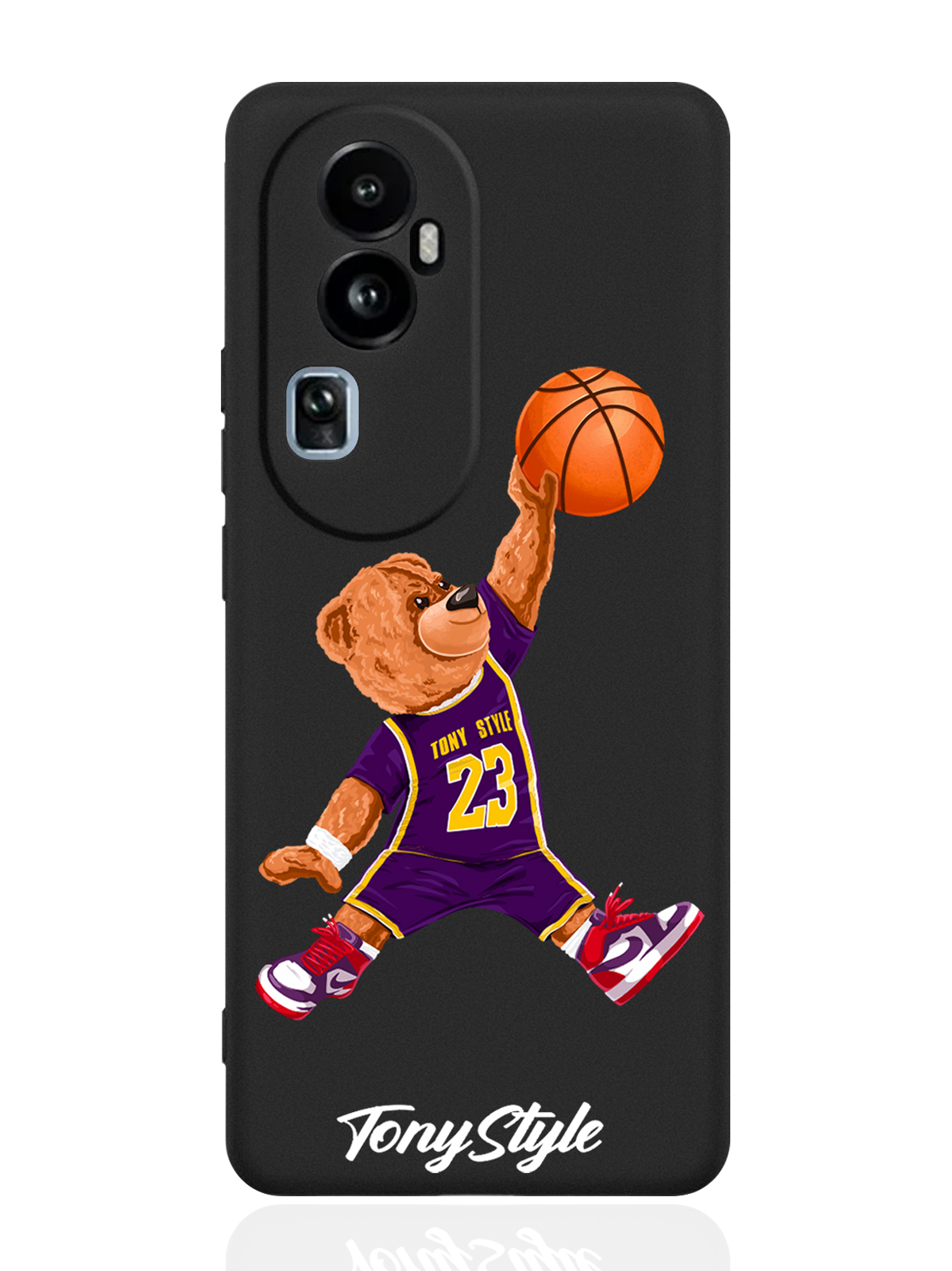 

Чехол для Oppo Reno10 Pro Tony Style баскетболист с мячом черный, Фиолетовый;коричневый;желтый;оранжевый