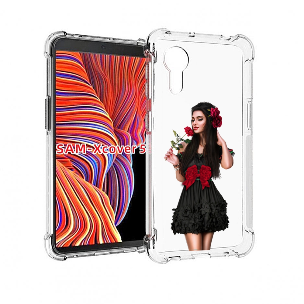 Чехол MyPads девушка-в-черном-платье-с-розой женский для Samsung Galaxy Xcover 5 Tocco