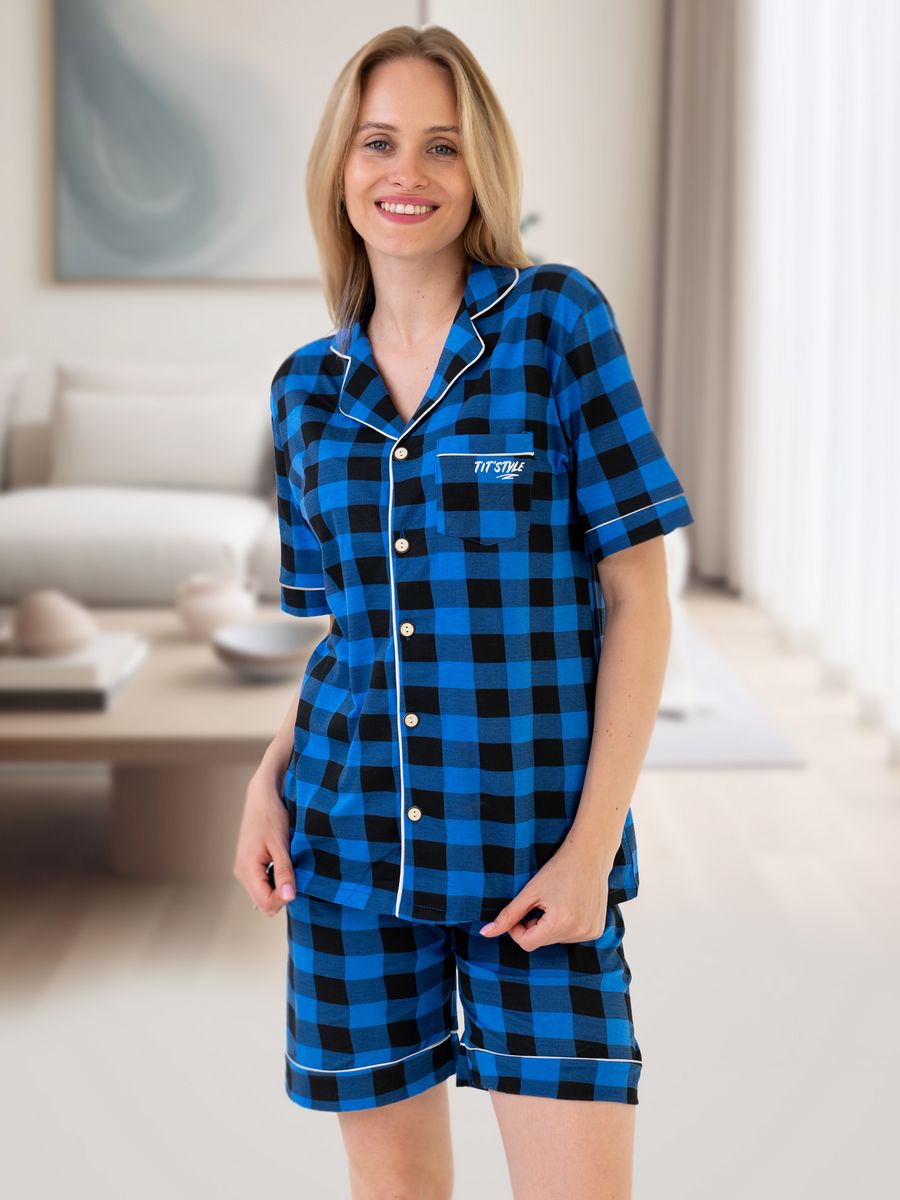 

Пижама женская TiT`Style ПЖЛСЧ синяя XL, Синий, ПЖЛСЧ