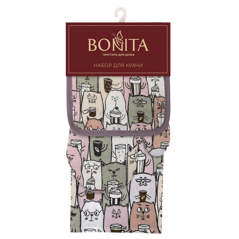 

Набор кухонный Bonita, полотенце рукавица (варежка) прихватка для горячего Котики на кухню