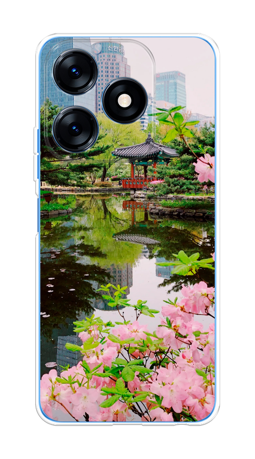 

Чехол на Tecno Spark 10/10C "Сакура возле озера", Зеленый;розовый;голубой, 303550-2