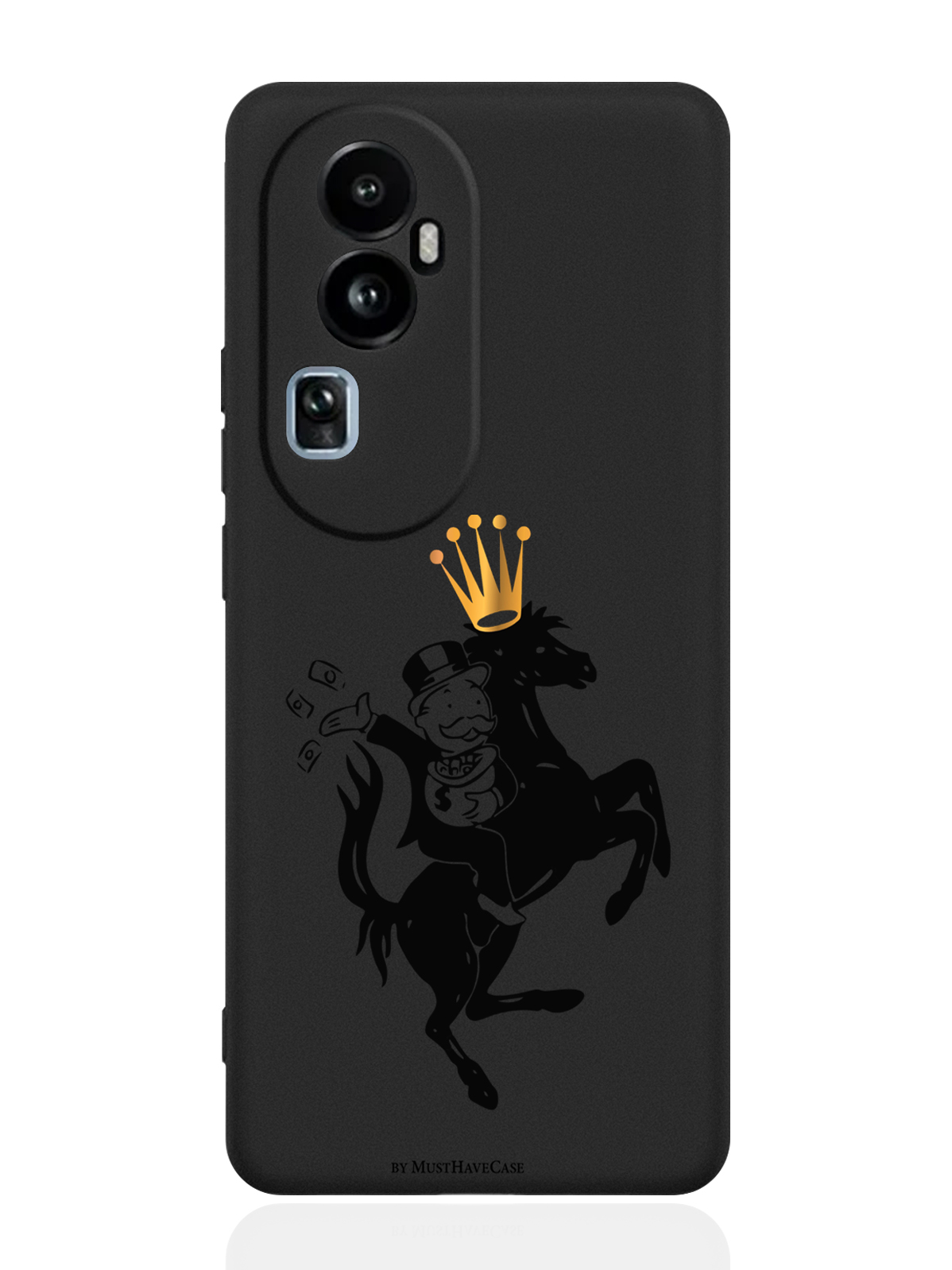 

Чехол для OPPO Reno10 Pro Monopoly на коне черный, Черный;золотой