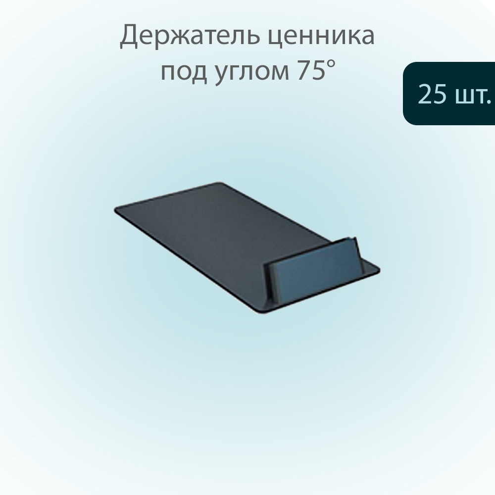 Ценникодержатель POSex до 0,8мм под углом 75° пластиковый 39х69мм, Черный, 25 шт