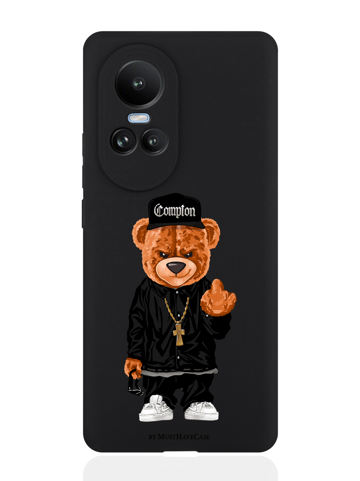 

Чехол для OPPO Reno10 Мишка Compton черный, Коричневый;черный;белый
