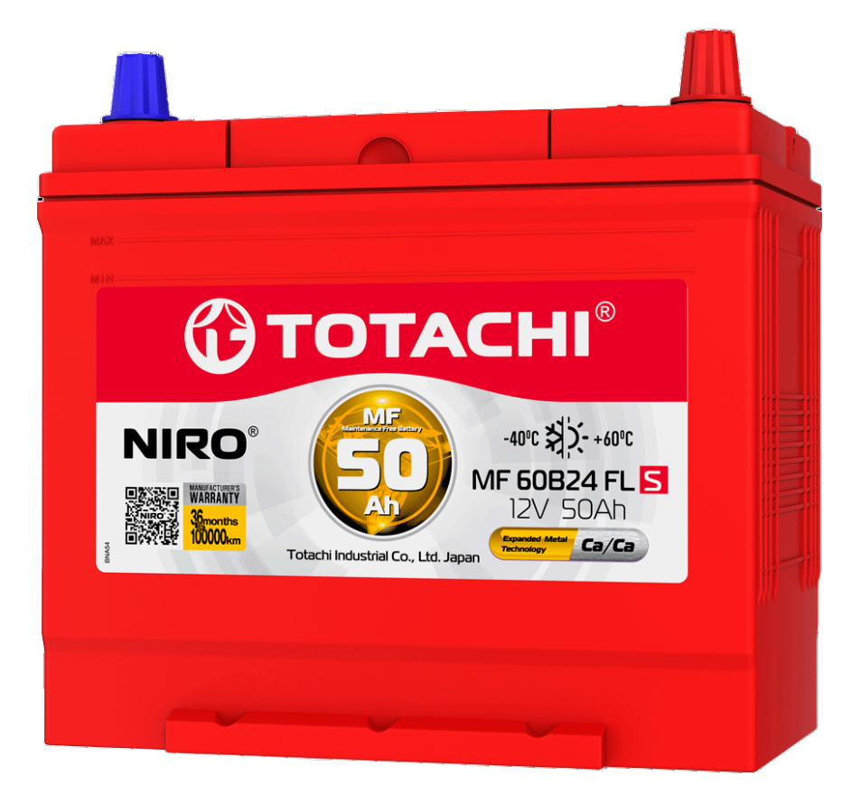 

Батарея аккумуляторная (АКБ) TOTACHI 60B24 LS 50Ah 12V 430-460A CCA 234x127x220 обратной п, 60B24 LS