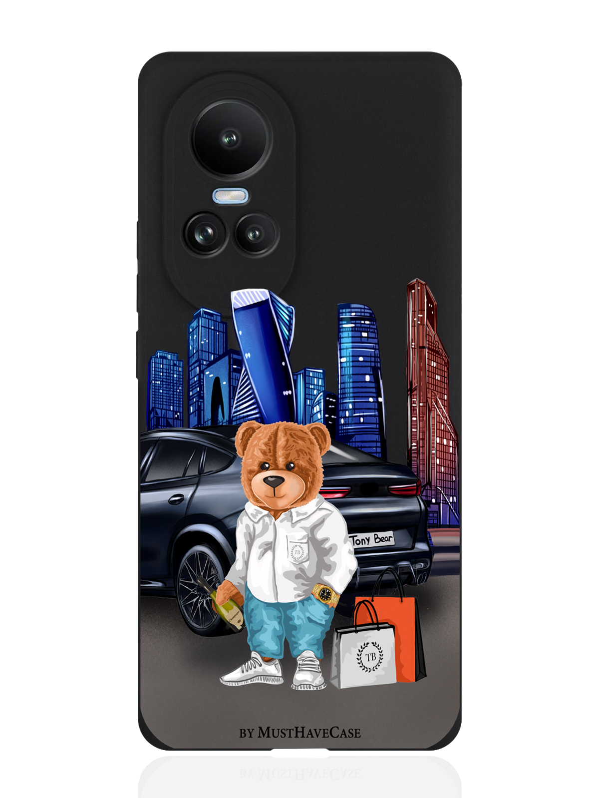 

Чехол для Oppo Reno10 Tony Moscow city, Черный;синий;коричневый