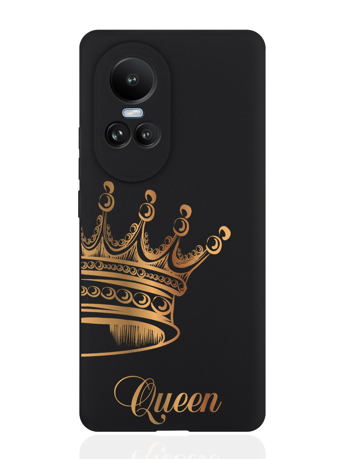 

Чехол для OPPO Reno10 Парный Чехол для корона Queen черный, Черный;золотой