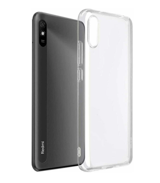 Силиконовый чехол для Xiaomi Redmi 9A TPU 1мм Прозрачный глянцевый
