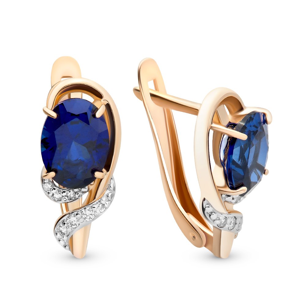 

Серьги из красного золота с сапфиром, бриллиантом 585Gold 102005046, 102005046