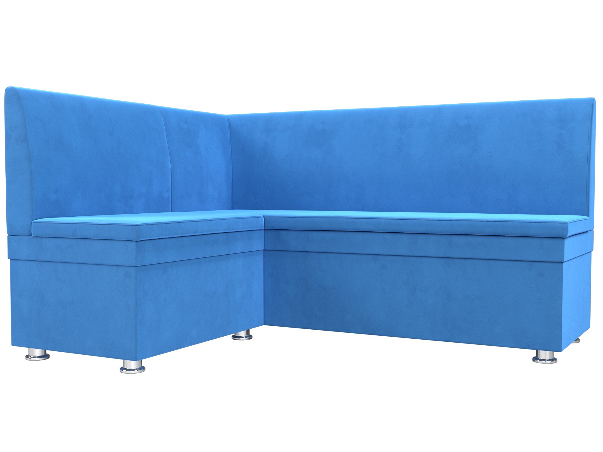 фото Кухонный угловой диван лига диванов уют левый угол голубой (велюр)