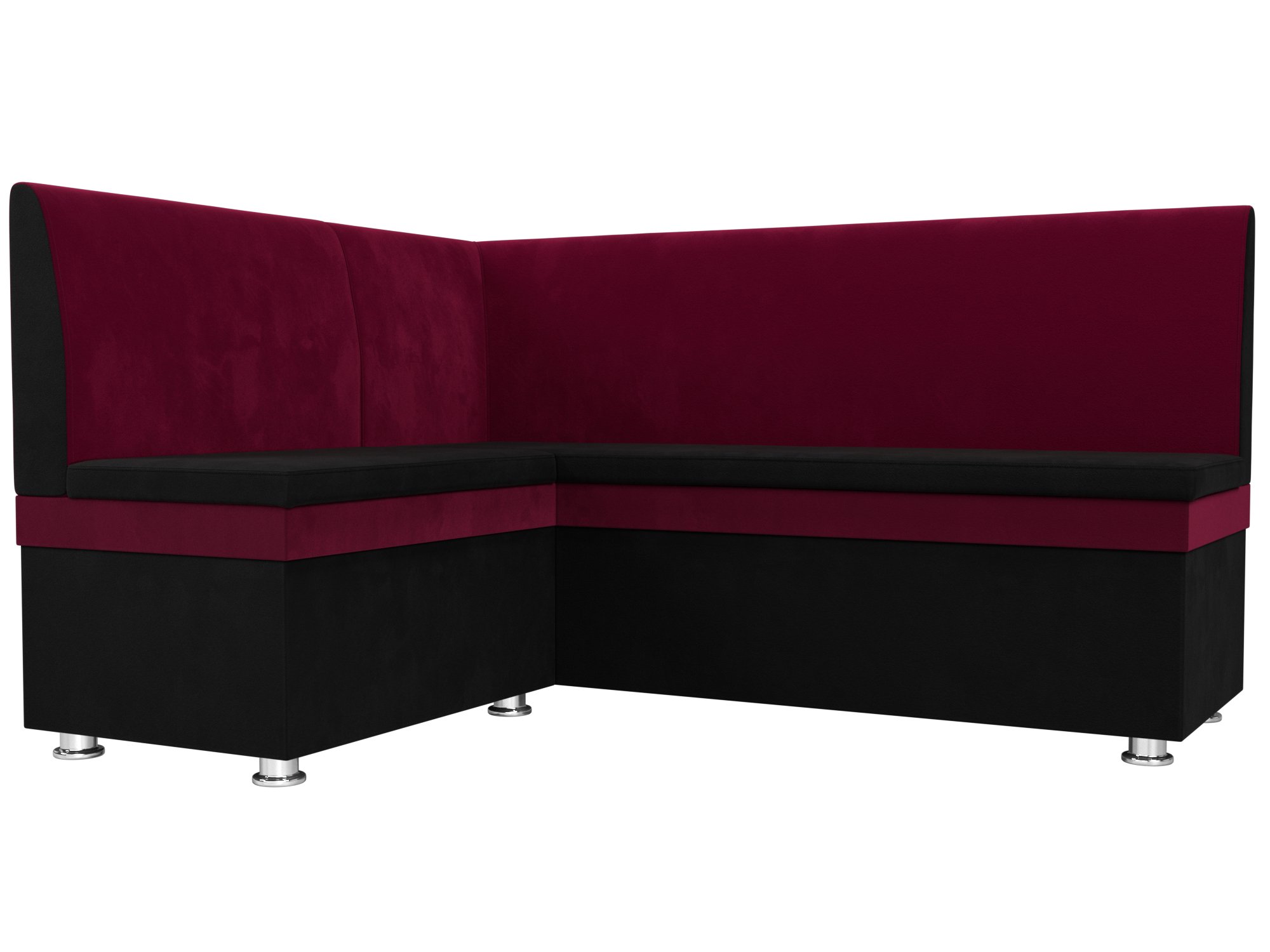 фото Кухонный угловой диван лига диванов уют левый угол черный/бордовый (микровельвет)