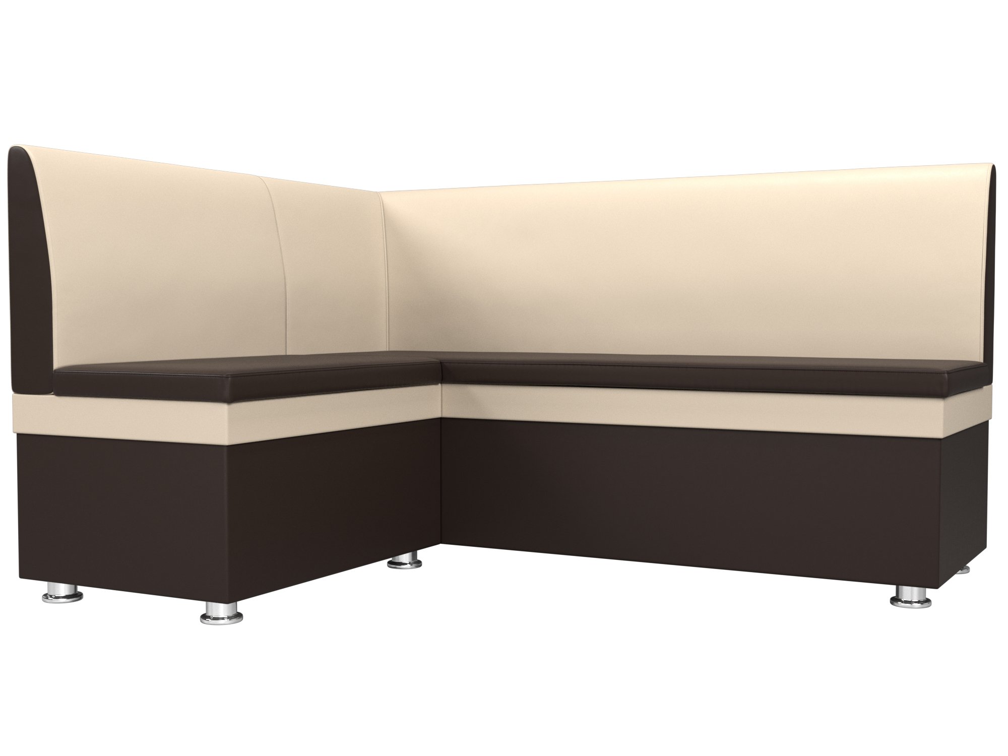 фото Кухонный угловой диван лига диванов уют левый угол коричневый/бежевый (экокожа)