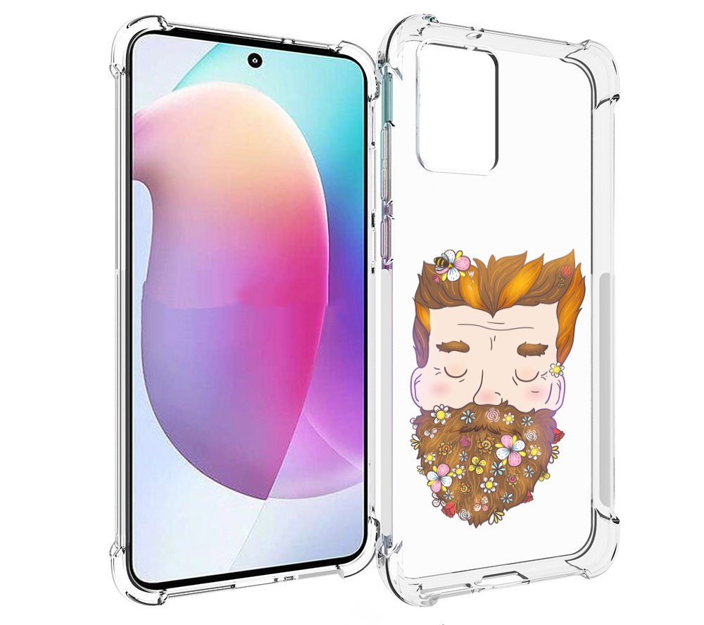 

Чехол MyPads мужчина с цветами в бороде для Motorola Edge 30 Neo, Прозрачный, Tocco
