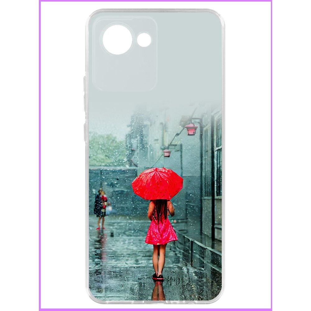 

Чехол-накладка Krutoff Clear Case Красный зонтик для Realme C30, Прозрачный