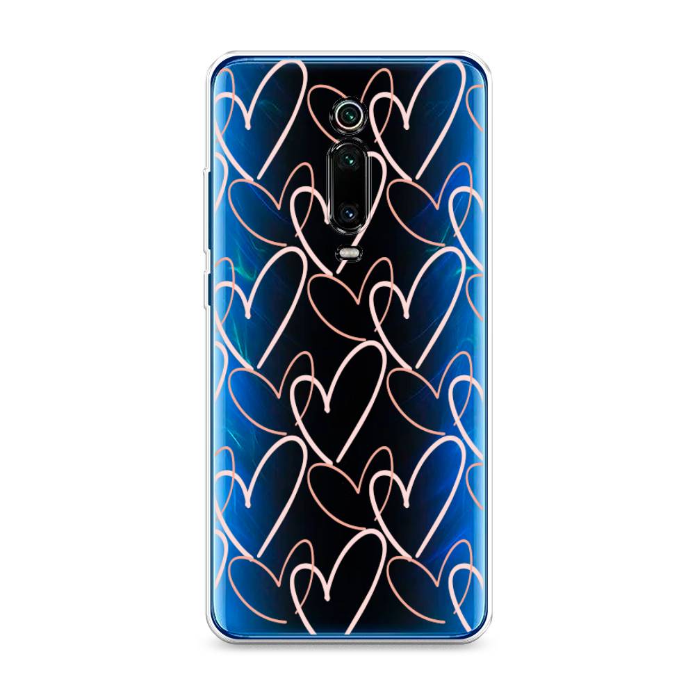 

Чехол на Xiaomi Redmi K20 "Узор из сердечек", Розовый;бежевый, 35850-6