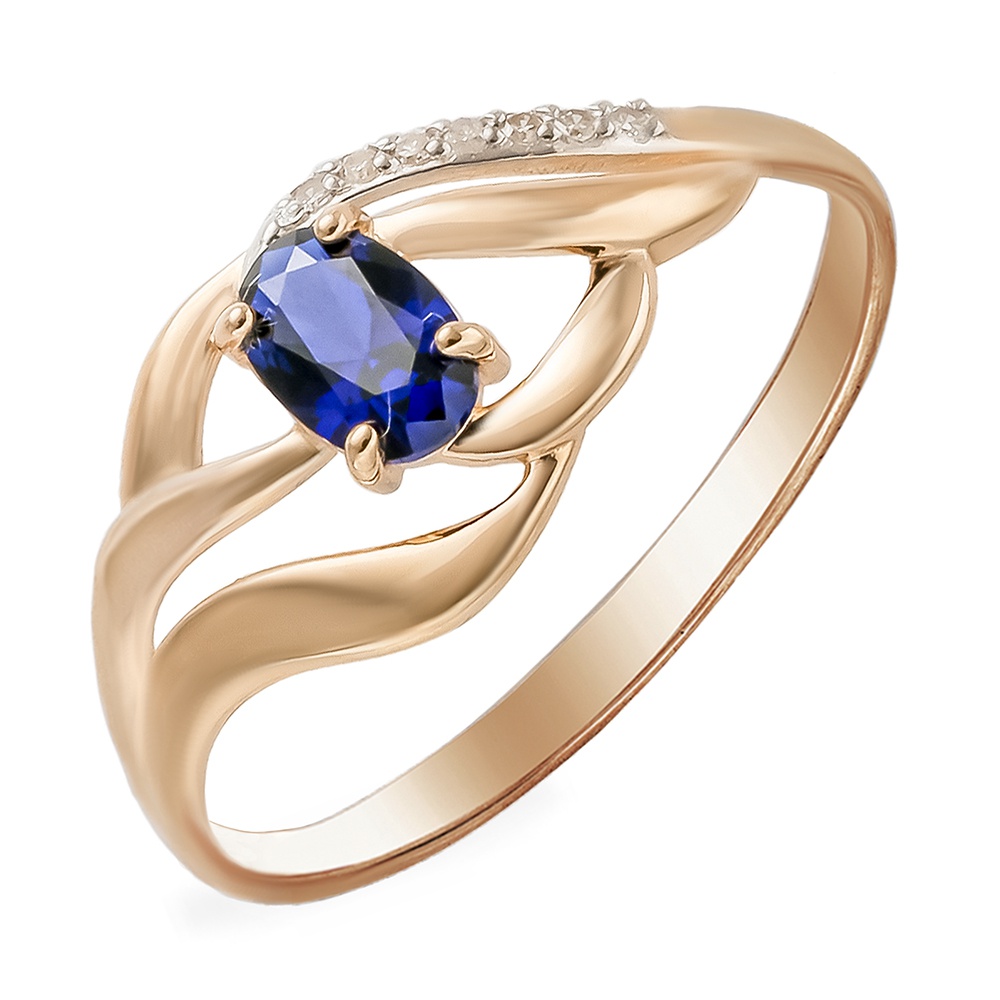 

Кольцо из золота р.  585Gold 101014167, сапфир искусственный\бриллиант, 101014167