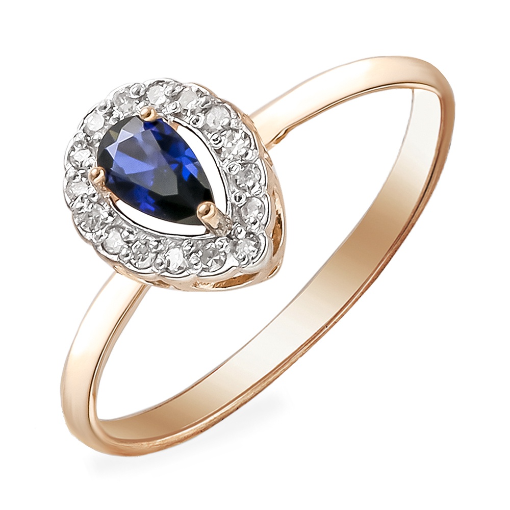 

Кольцо из золота р.  585Gold 101014191, сапфир искусственный\бриллиант, 101014191