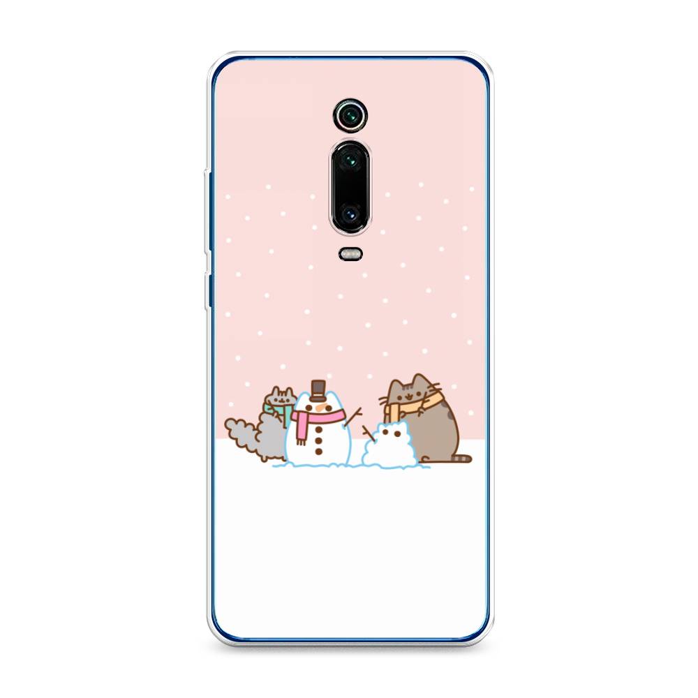 

Чехол на Xiaomi Redmi K20 "Котики в снегу", Розовый;белый;серый, 35850-5