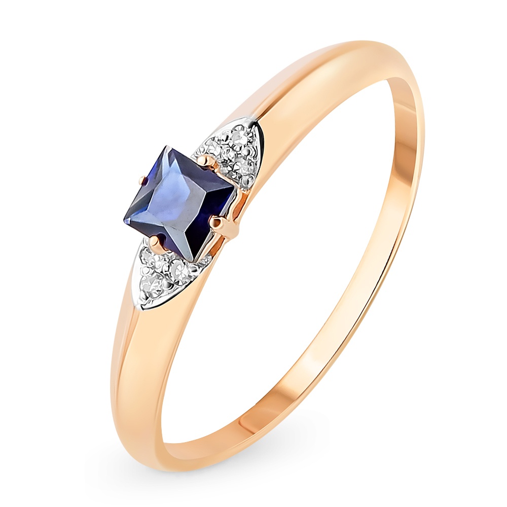 

Кольцо женское из красного золота с сапфиром, бриллиантом 585Gold 101014160, р, 101014160