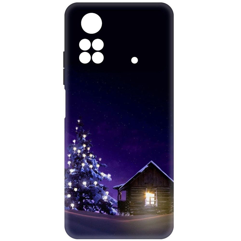 

Чехол-накладка Софт Зимний домик для Poco M4 Pro, Черный