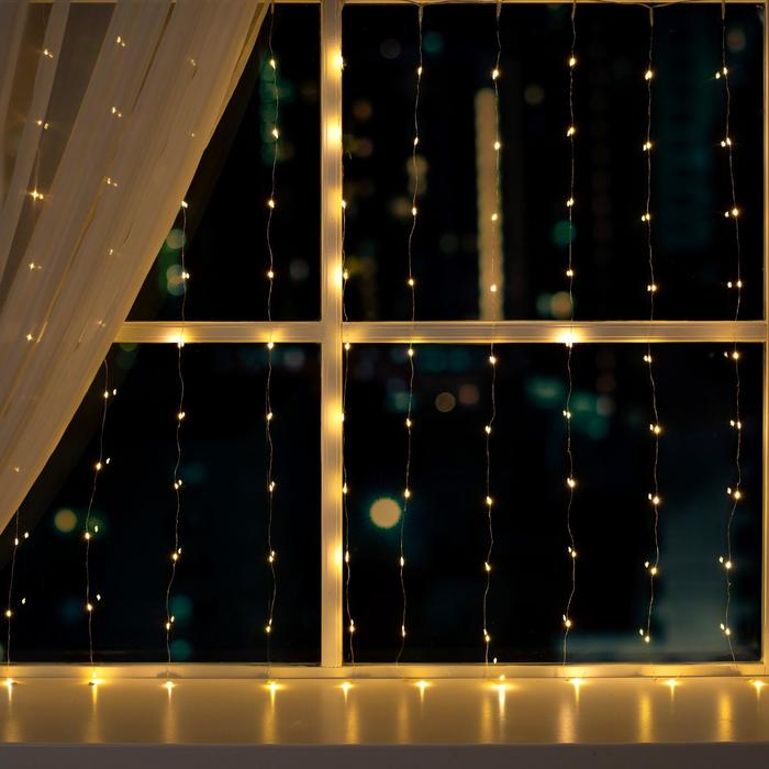 фото Гирлянда «занавес» 1 × 1 м роса, ip44, серебристая нить, 100 led, свечение т/бел, 12 в luazon lighting