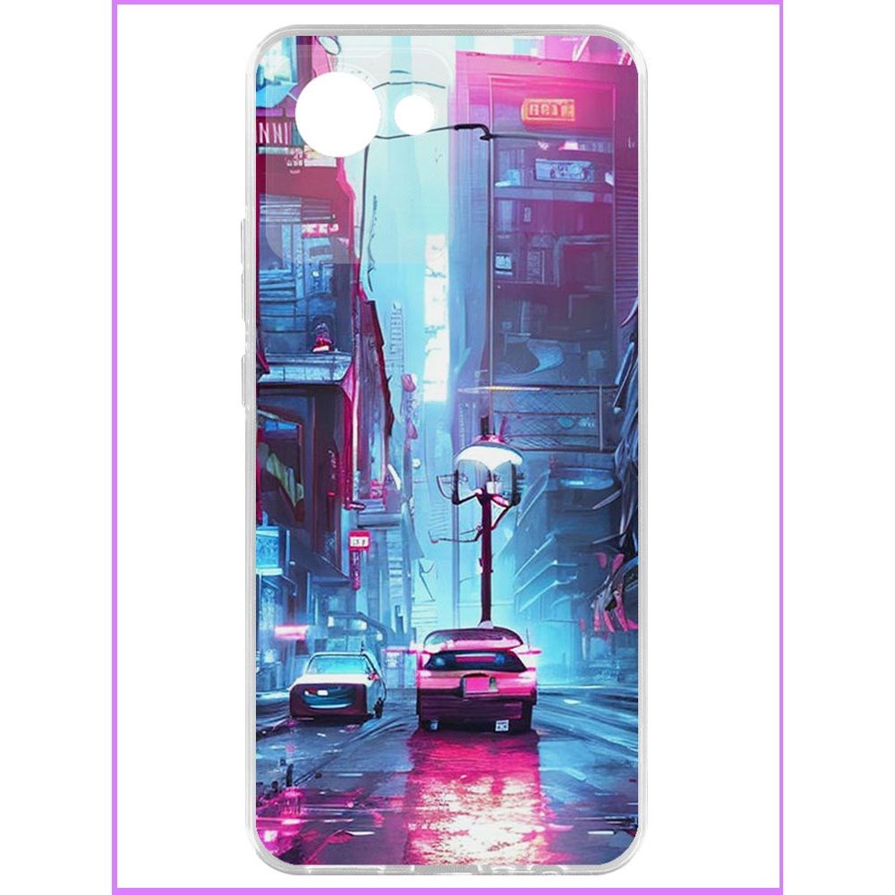 

Чехол-накладка Krutoff Clear Case Киберпанк Улица для Realme C30, Прозрачный