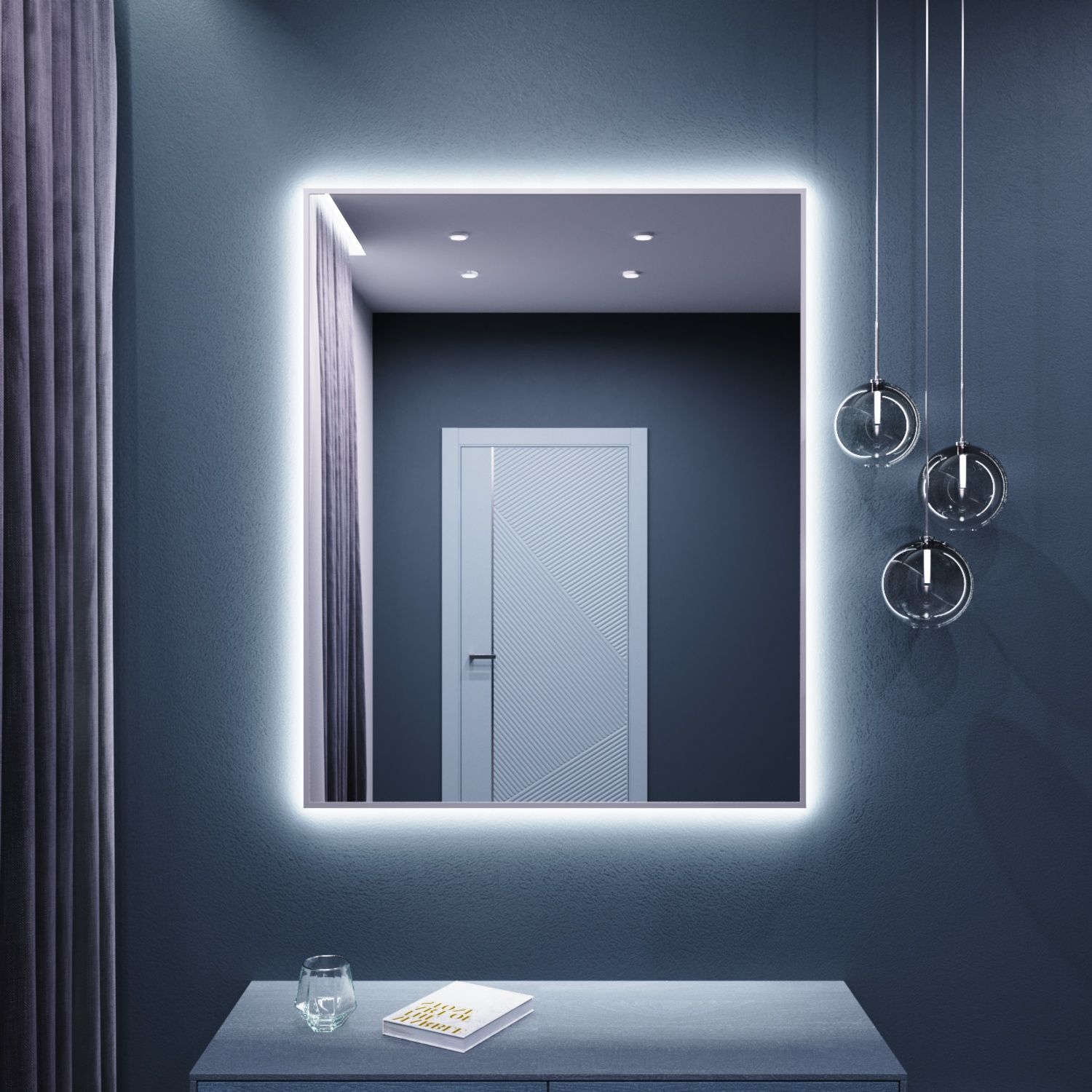 

Зеркало с подсветкой настенное ONE MARKET 100х90 см 6000К Серебро, Серебристый