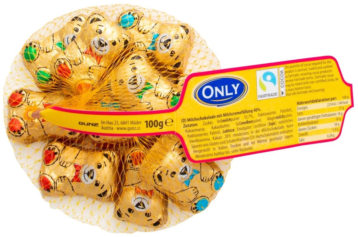

Конфеты шоколадные Only с молочной начинкой и какао-хлопьями 100 г