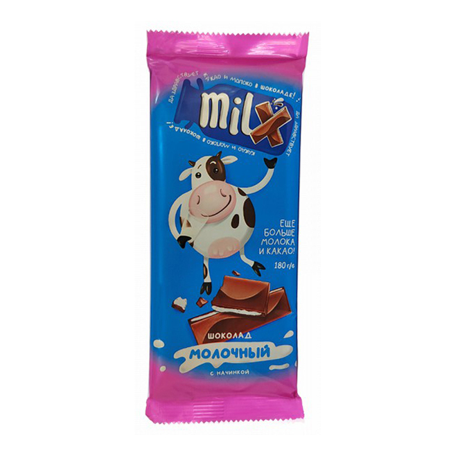 

Шоколад Milx с молочной начинкой 180 г