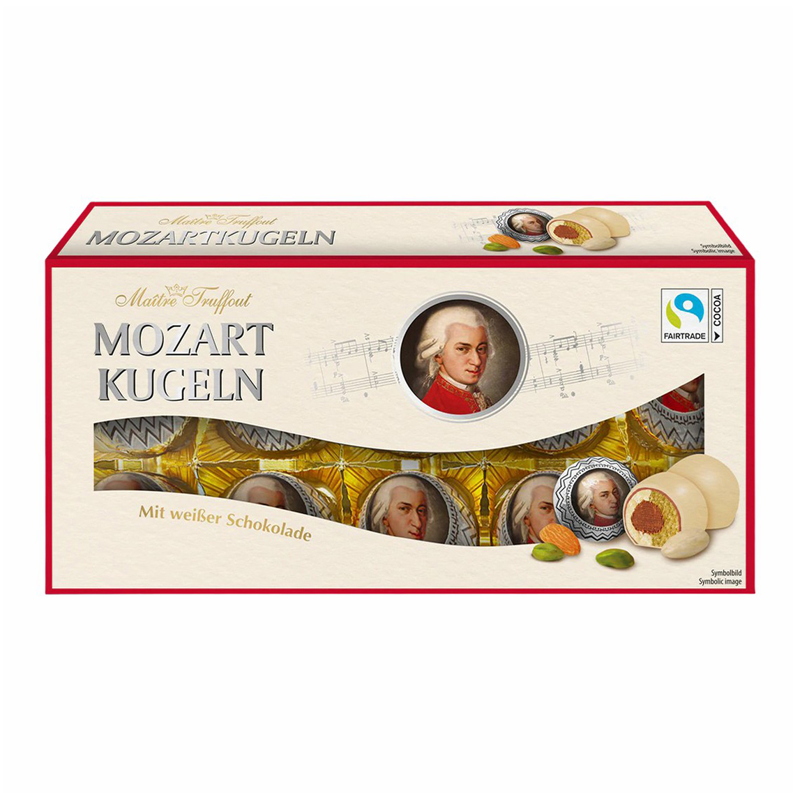 

Конфеты Maitre Truffout из белого и молочного шоколада с начинкой из нуги и марципана 200г