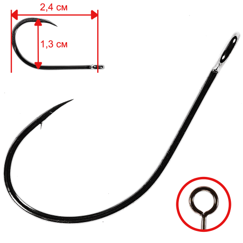 

Одинарные крючки Owner Curve Shank №1, с колечком, загнутое острие, с бородкой, Черный, Owner S-31 51650 № 1 (4шт.)