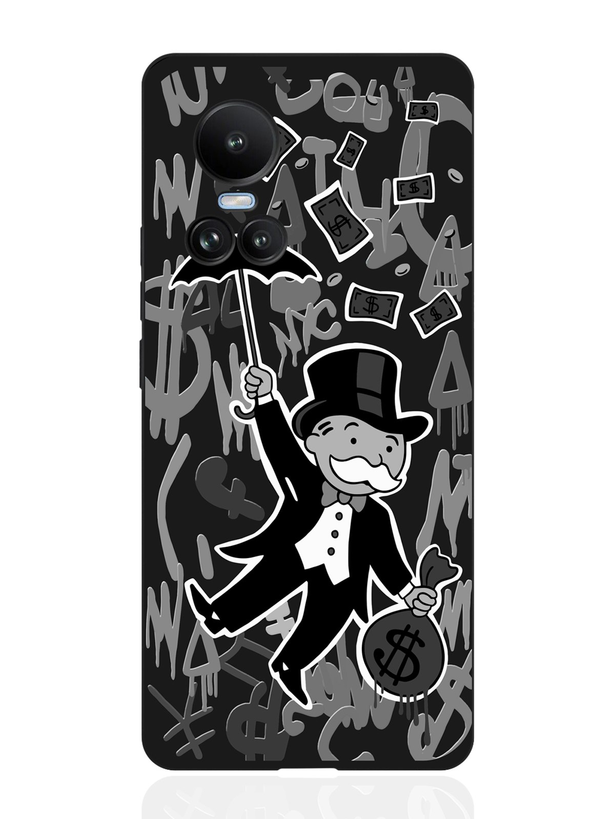 

Чехол для OPPO Reno10 Monopoly Black Edition/ Монополия черный, Серый;черный