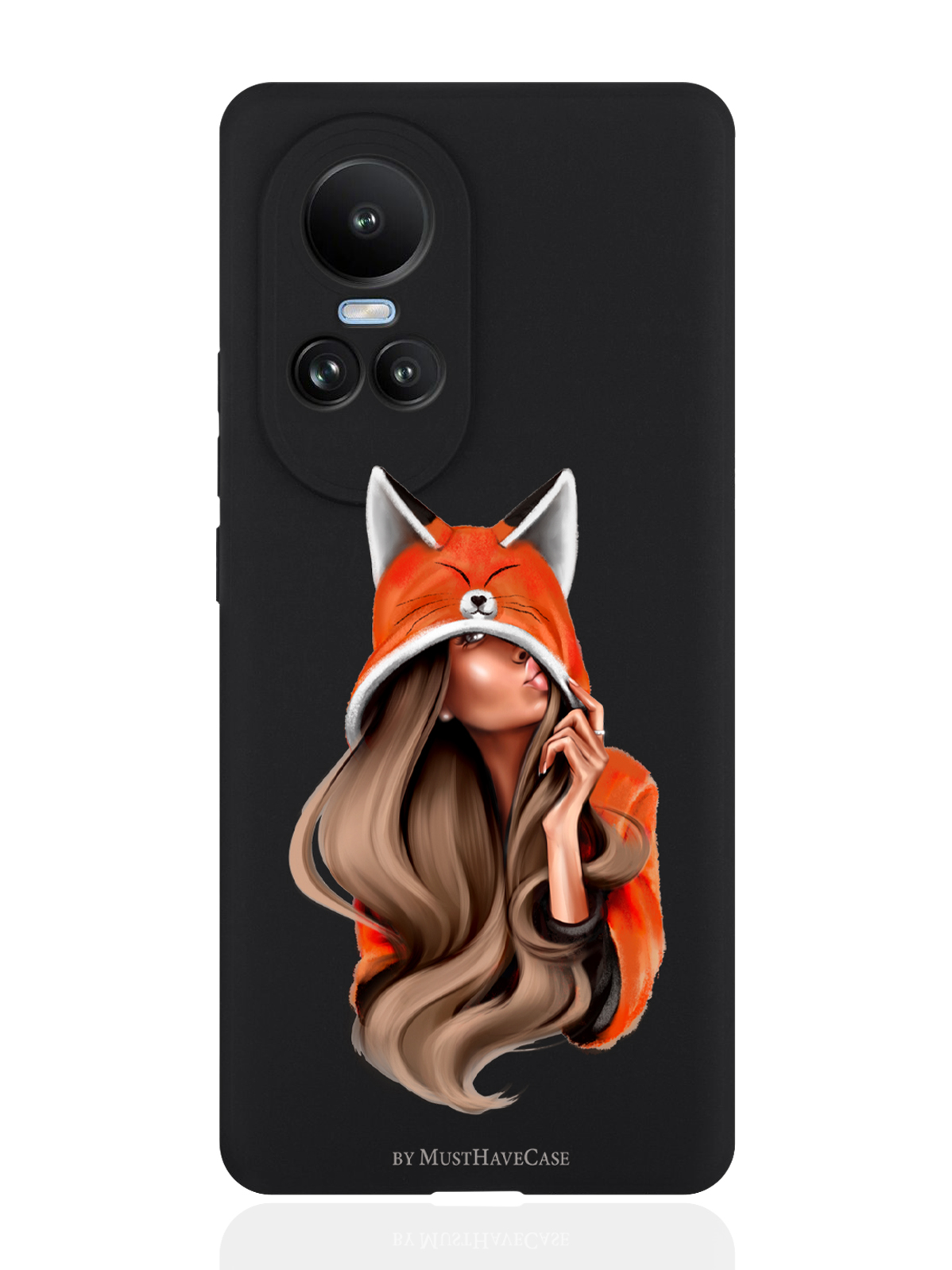 

Чехол для OPPO Reno10 Foxy Girl/ Лисичка черный, Оранжевый;черный