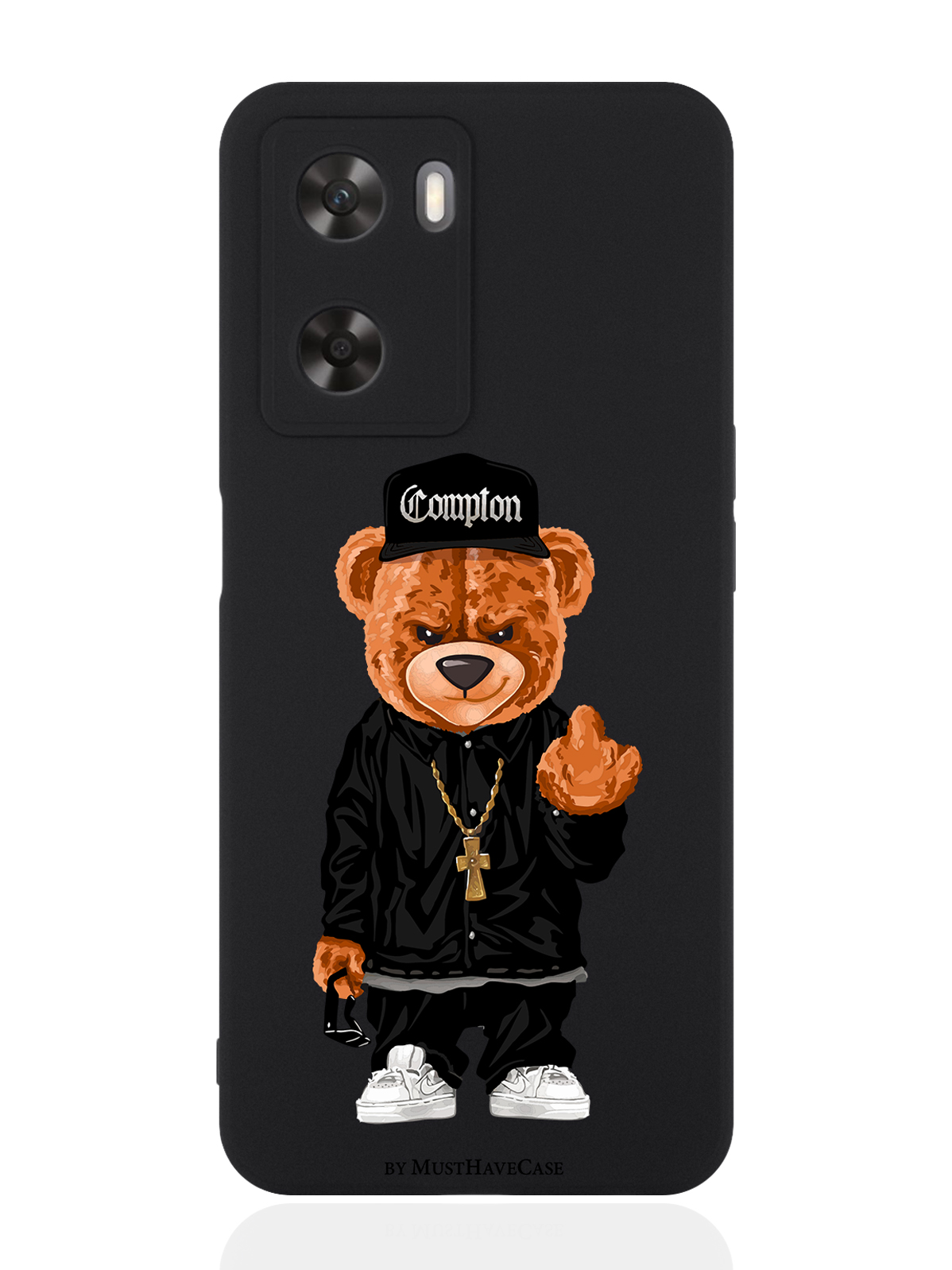 

Чехол для Oppo A57s Мишка Compton черный, Коричневый;черный;белый