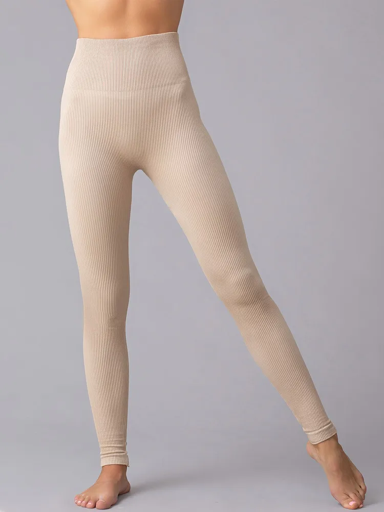

Леггинсы женские Giulia LEGGINGS RIB бежевые S/M, LEGGINGS RIB